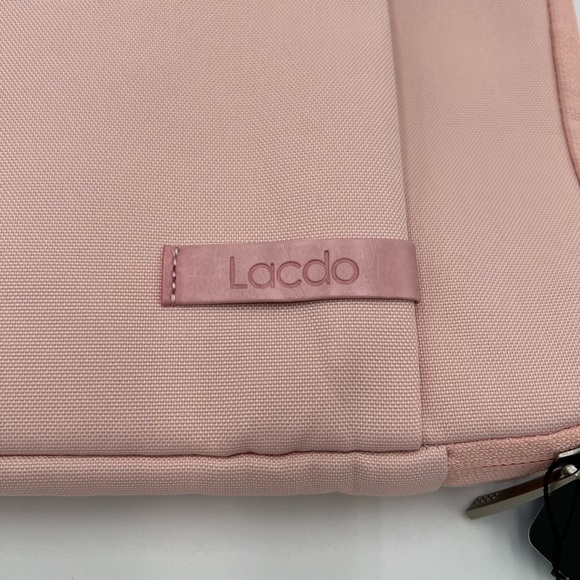 Lacdo Laptop Case in Baby Pink Zipper and Hidden Pouches with Open Pocket NWT - Picture 4 of 8